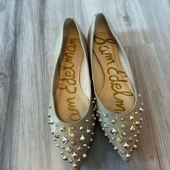 Sam Edelman 8.5 Savana Nude Spike Studded Pointed Ballet Flats - Picture 10 of 11